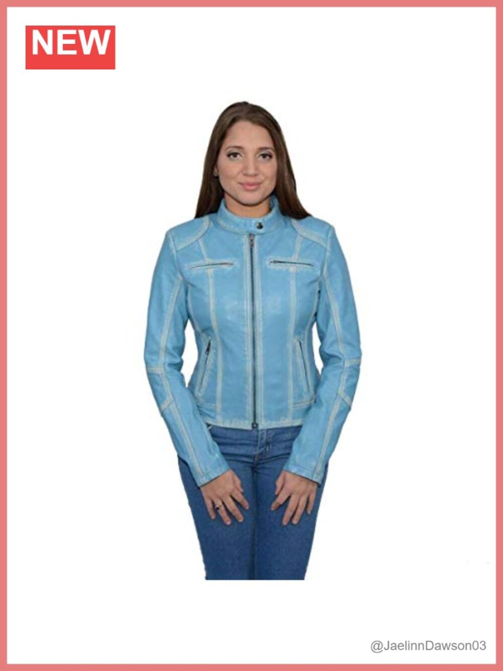 Sheepskin Leather Scuba Style Jacket Zipper Round Collar Distressed